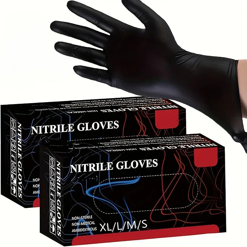 Economy Powder Free Black Nitrile Gloves - 100 Pack