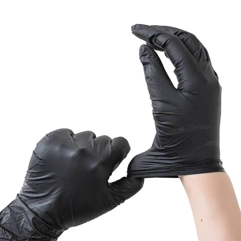Economy Powder Free Black Nitrile Gloves - 100 Pack
